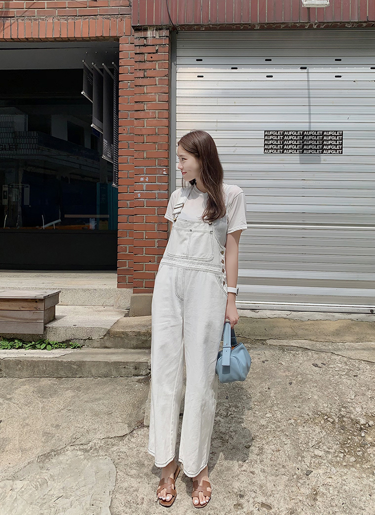 コットンアイボリーサロペットパンツ | レディースファッション通販