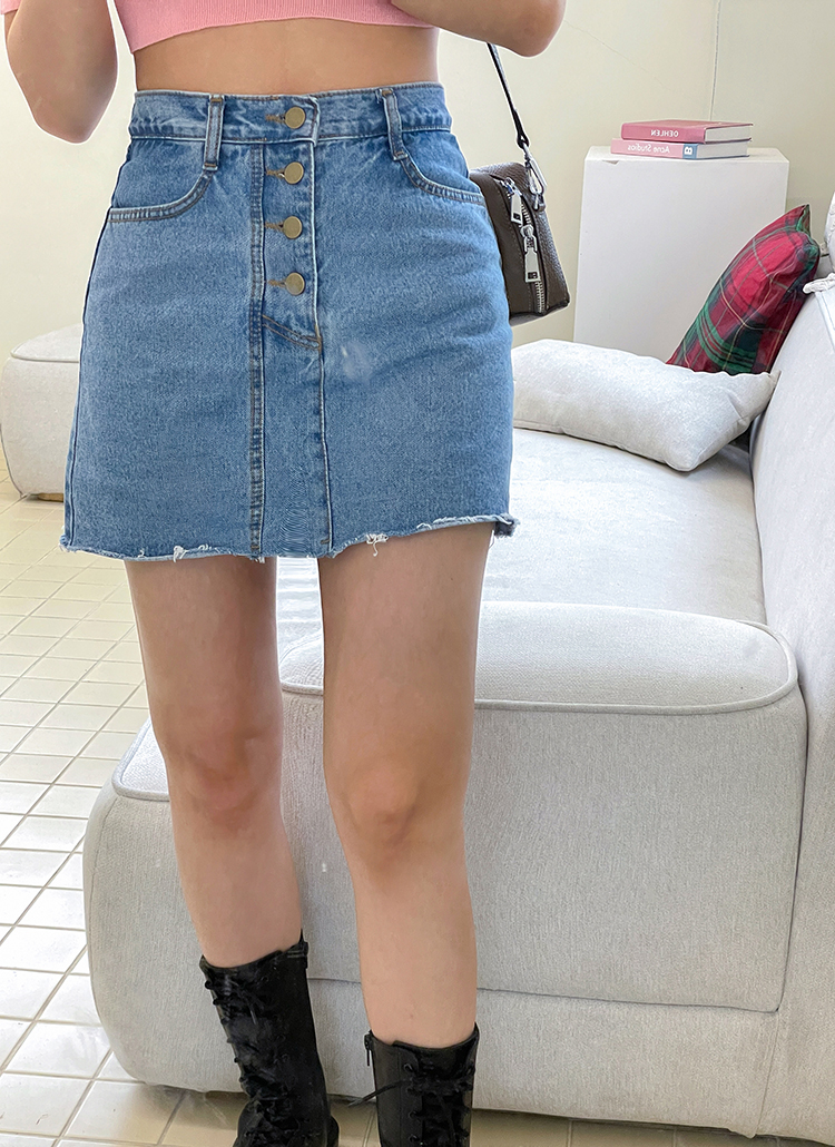 ボタンフライスカート風パンツ P ジーンズ ショートジーンズ レディースファッション通販 Dholic ディーホリック