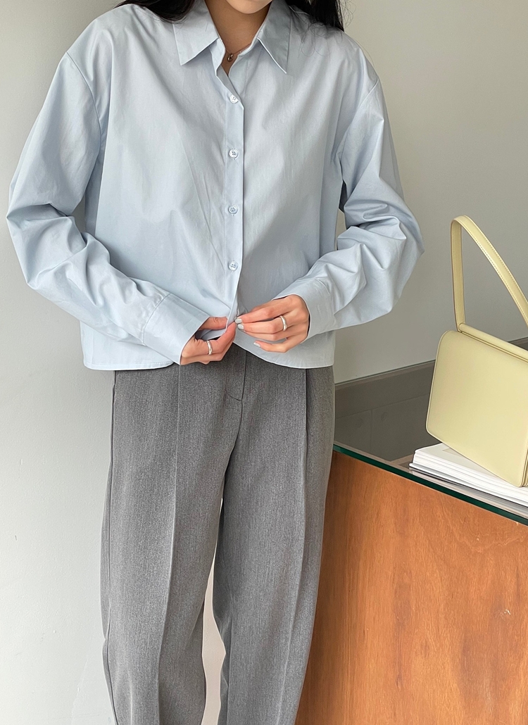 セミクロップドコットンシャツ P ブラウス シャツ レディースファッション通販 Dholic ディーホリック