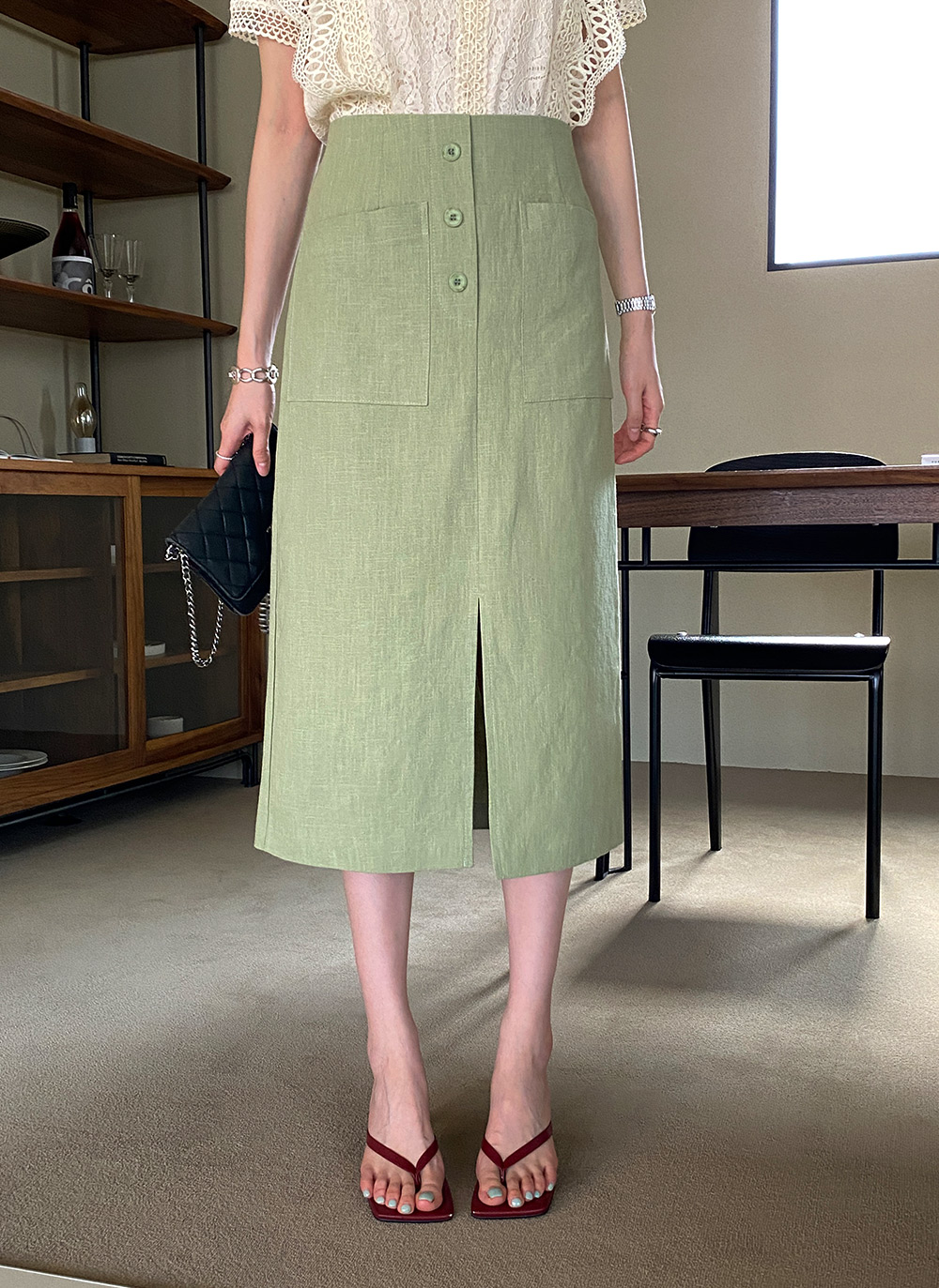 リネンスリットタイトスカート・全3色 | DHOLIC PLUS | 詳細画像2