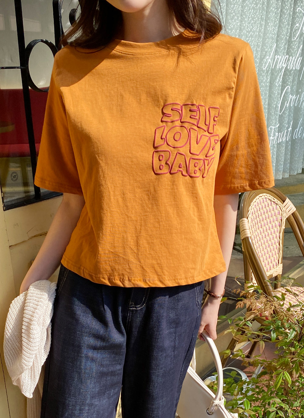 【さりげない主張】D&G ロゴ刺繍 コットン Tシャツ 刺繍ロゴダメージビッグTシャツ(ブラック) | COPINE