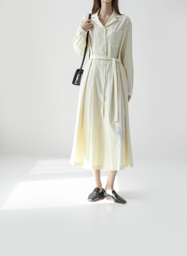 ストラップ付つきセットsetワンポケット綿コットン無地シンプルベーシック長袖シャツロングフレアワンピース春秋冬 ワンピース ロング Themozz ザモズ ファッション総合通販 Dholic