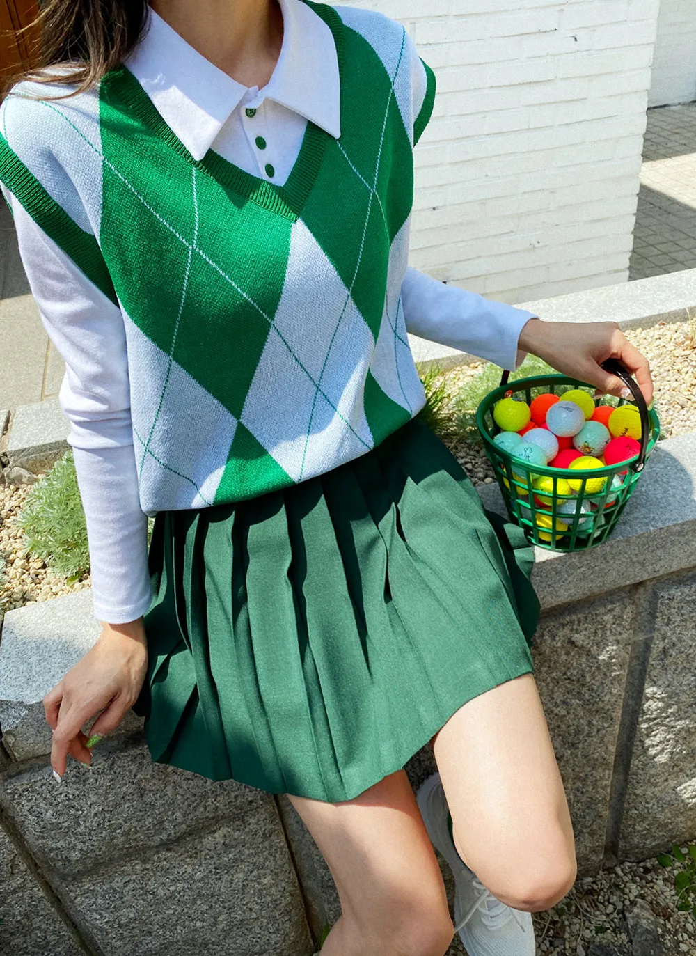サンローランパリ アーガイル柄 ニットベスト モヘヤ gd着用同型同色S 