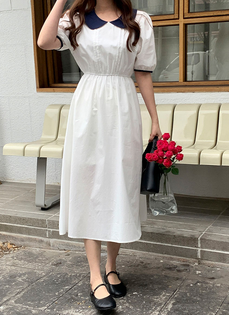 配色ピンタックワンピース レディースファッション通販 Dholic