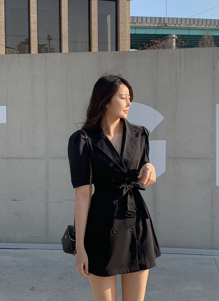 ベルト付ダブルボタンコート風ワンピース P ワンピース ミニワンピース レディースファッション通販 Dholic ディーホリック