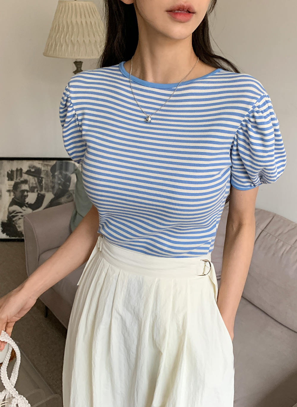 2WAYリボンスリットボーダーTシャツ・全3色 | DHOLIC | 詳細画像3