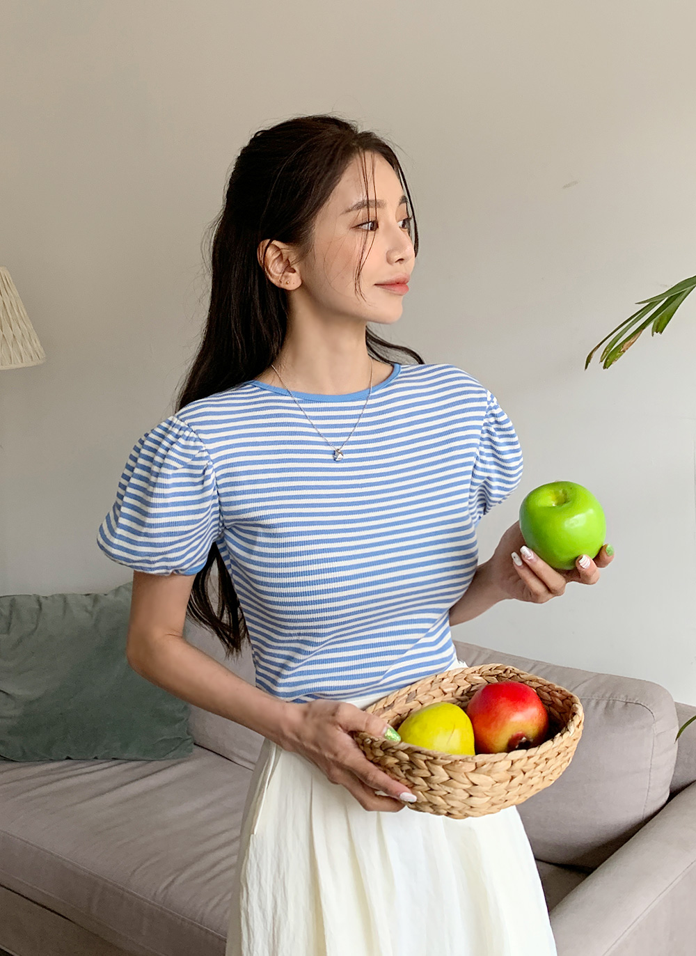 2WAYリボンスリットボーダーTシャツ・全3色 | DHOLIC | 詳細画像8