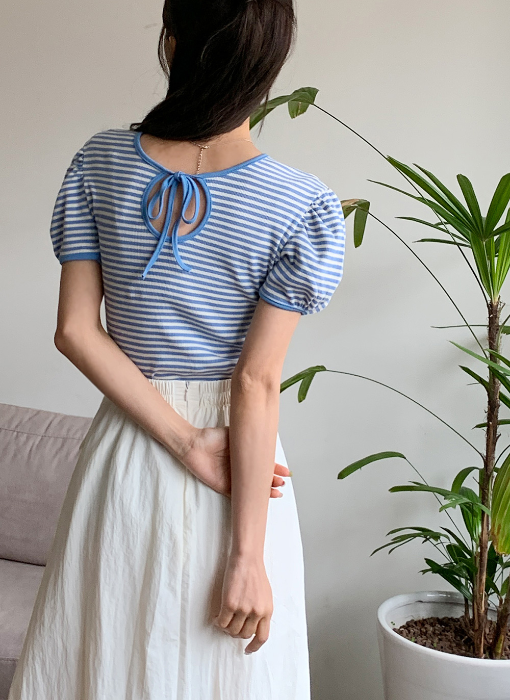 2WAYリボンスリットボーダーTシャツ・全3色 | DHOLIC | 詳細画像10