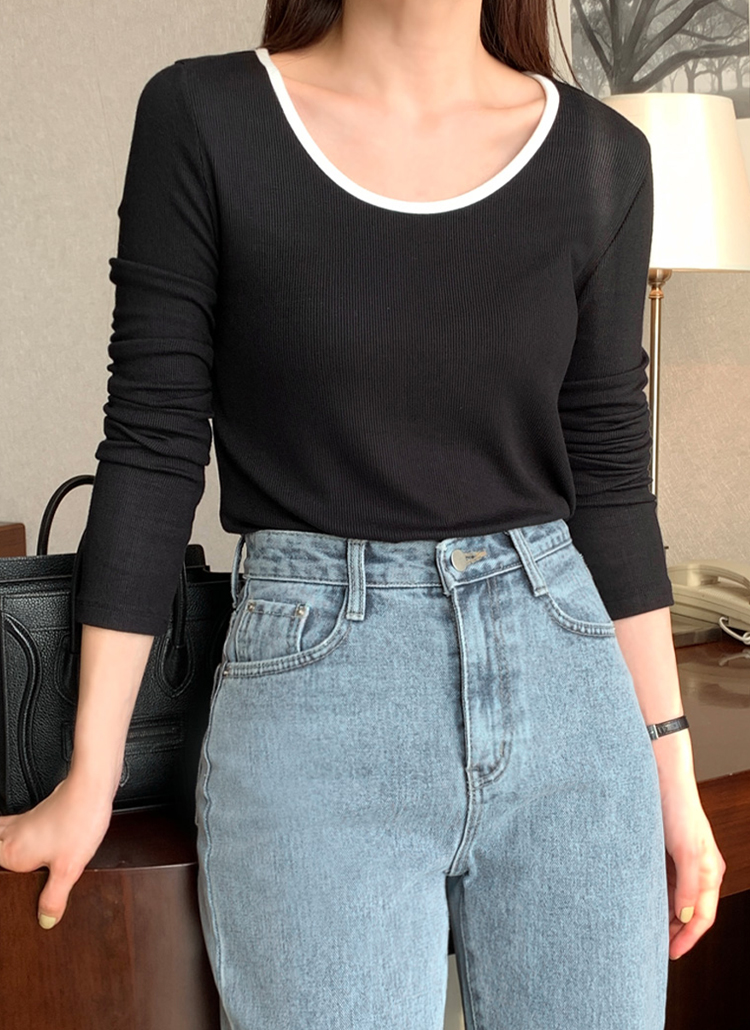 配色uネックtシャツ P トップス 長袖 7分袖tシャツ レディースファッション通販 Dholic ディーホリック