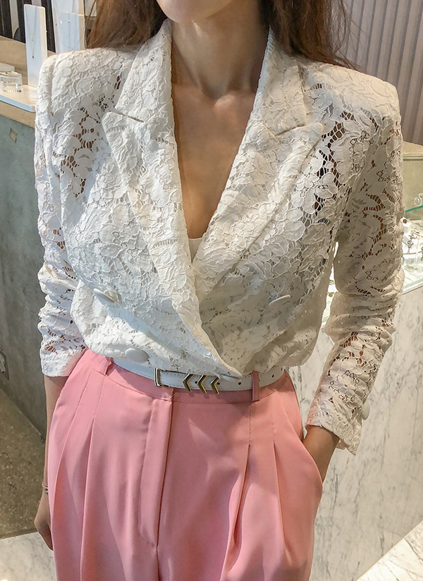 シースルーレースブルゾン - 9