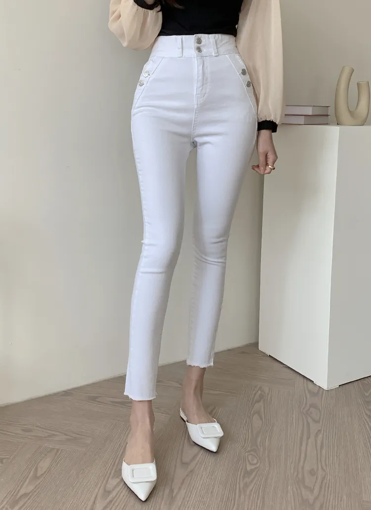ボタンポケットスキニーデニムパンツ | レディースファッション通販 