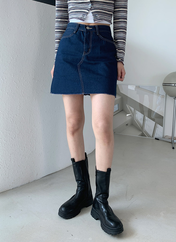 イエローステッチデニムスカートパンツ P3644 ジーンズ ショートジーンズ レディースファッション通販 Dholic ディーホリック