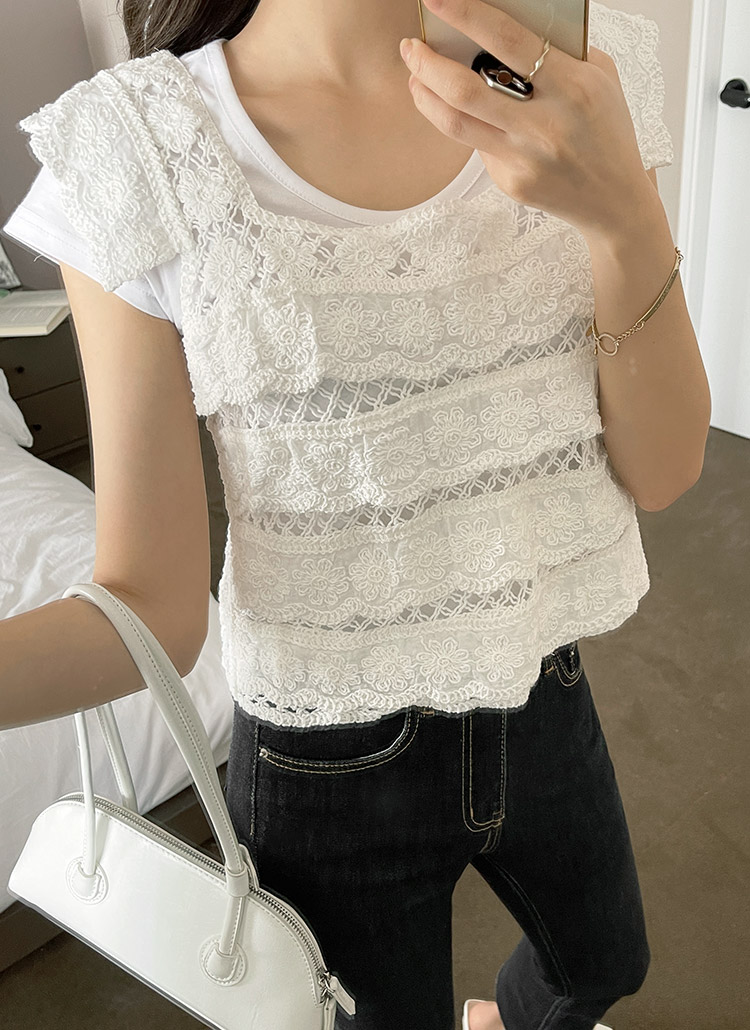 パンチングレースシアーシースルービスチェスリーブレスベスト春夏 トップス ベスト Twee トゥウィ ファッション総合通販 Dholic