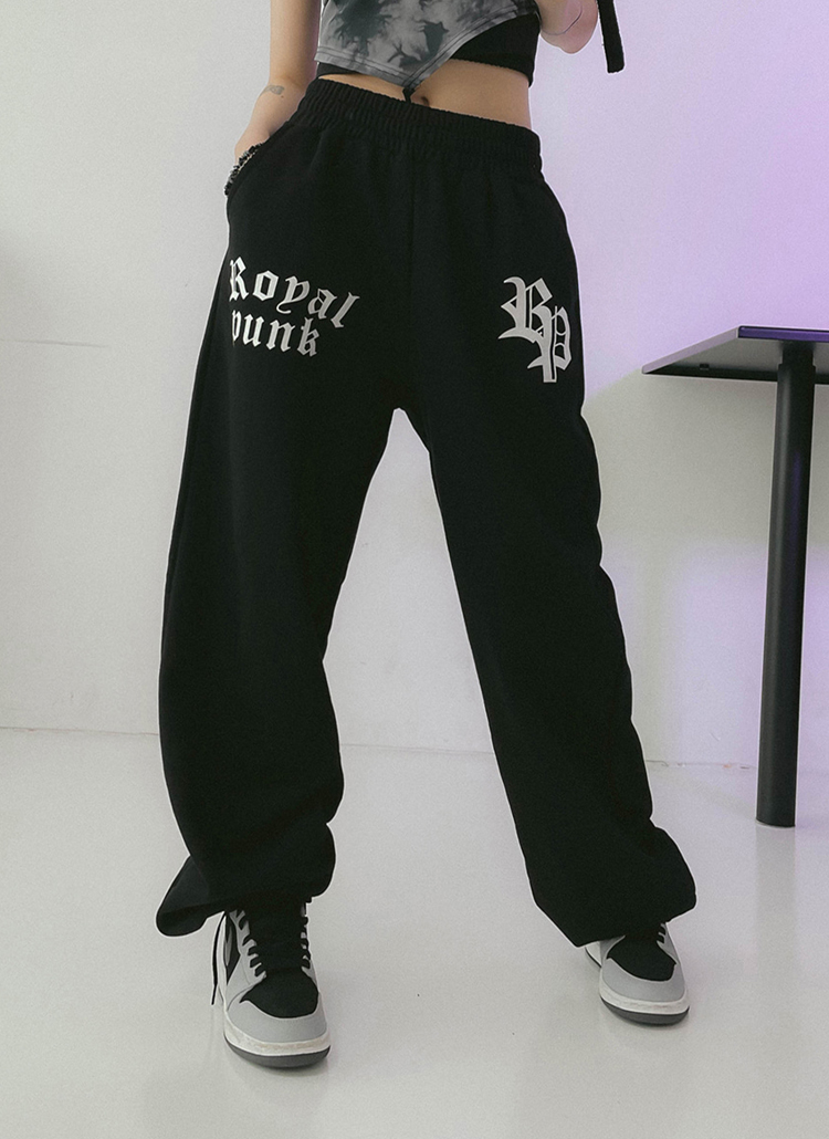 GOD ONLY KNOWS スウェットパンツ　ブラック　S 英字レタリングスウェットパンツ | レディースファッション通販