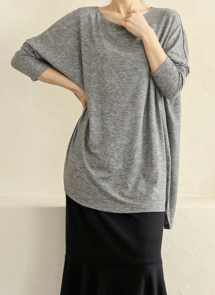 ドロップショルダールーズtシャツアンバランスヘムオーバーフィット春秋冬 トップス 長袖tシャツ Benign ビーナイン ファッション総合通販 Dholic