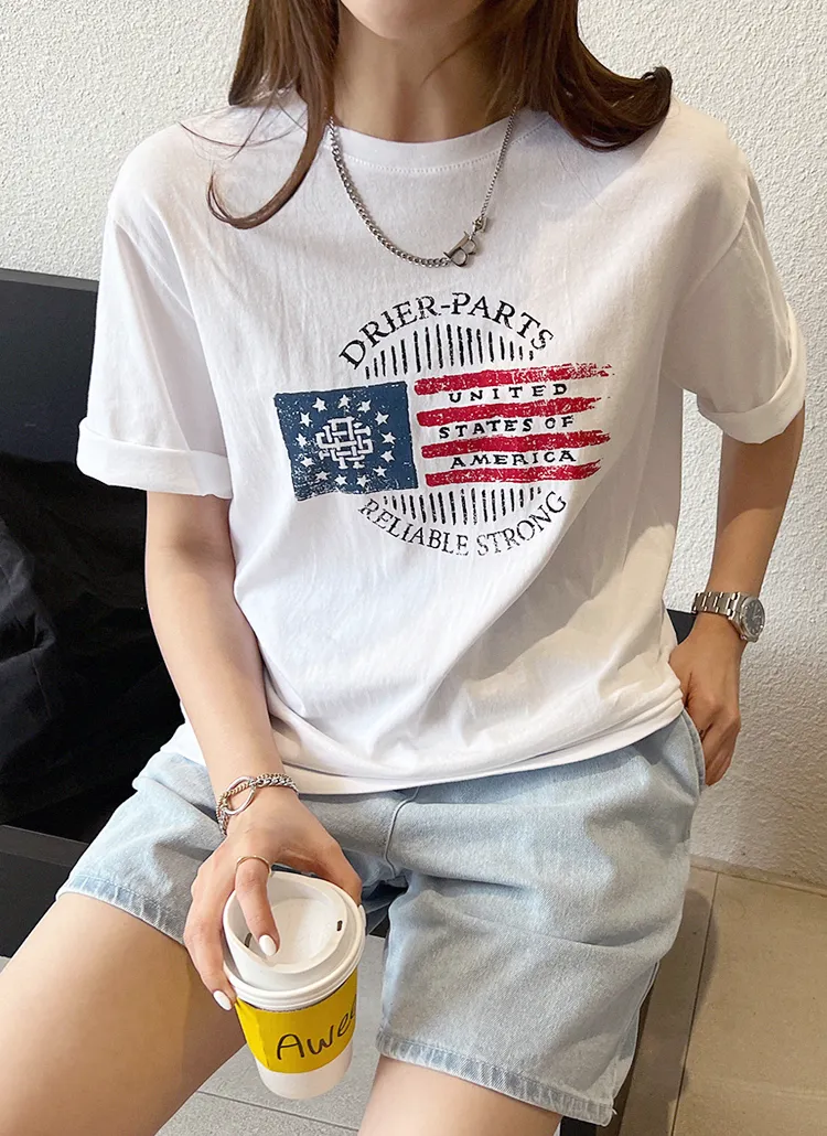 AMERICAプリントTシャツ | chicfox | 詳細画像1