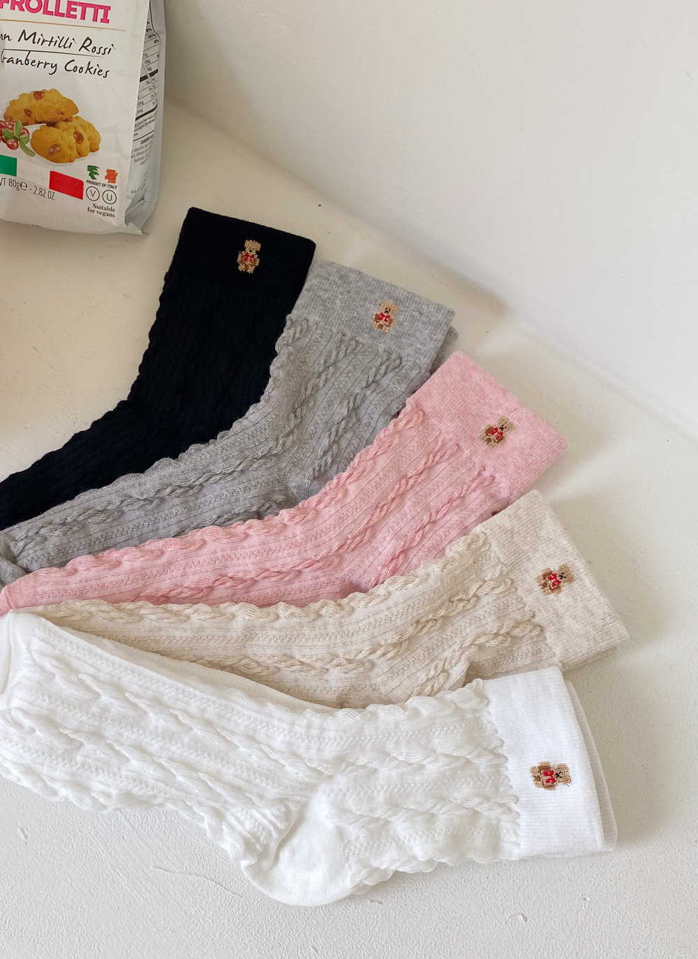 ベア刺繍ケーブルソックス・全5色 | DHOLIC | 詳細画像2