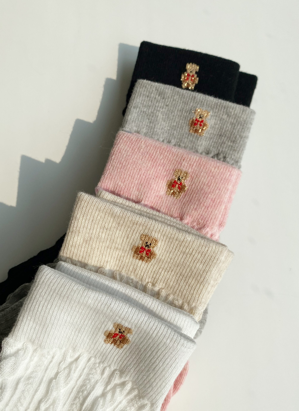 ベア刺繍ケーブルソックス・全5色 | DHOLIC | 詳細画像3