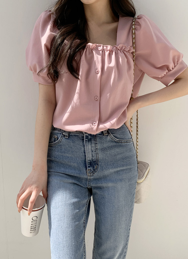 フリルスクエアネックパフブラウス | レディースファッション通販 - DHOLIC