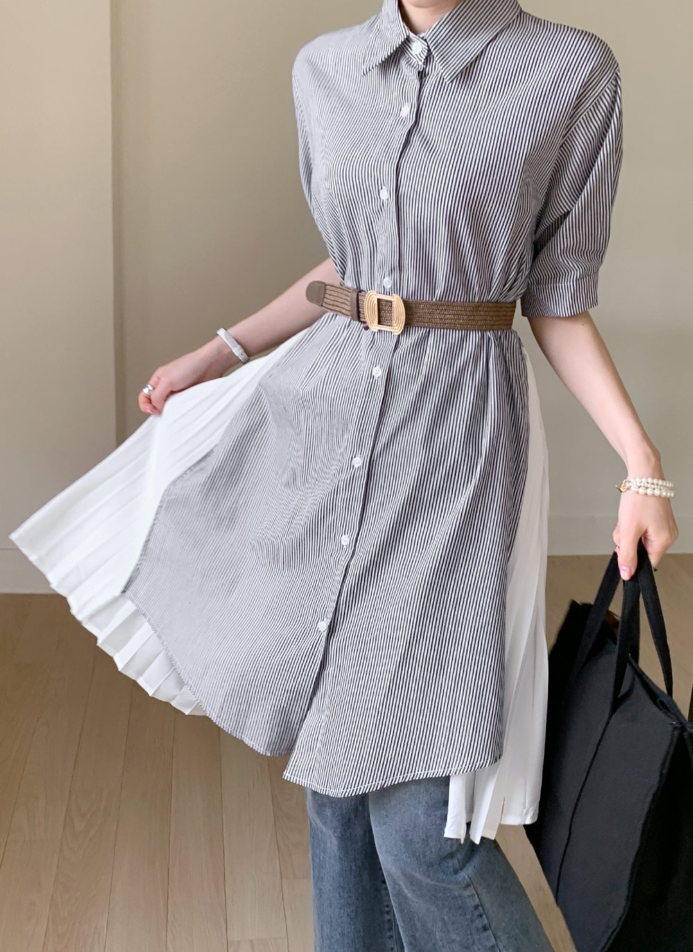 KOEISTORE ワンピース レディース 春 夏 春夏 紺 シャツ