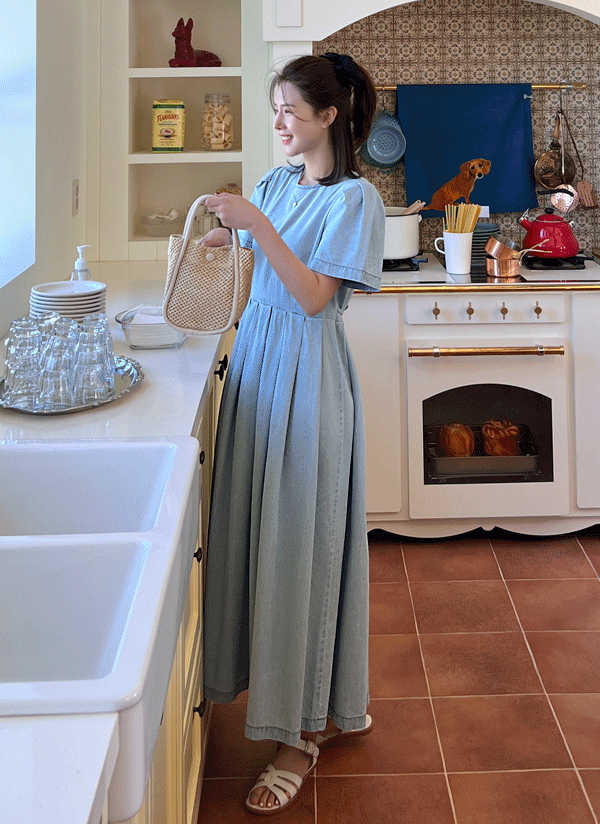 パワショル半袖デニムフレアワンピース P ワンピース ロングワンピース レディースファッション通販 Dholic ディーホリック