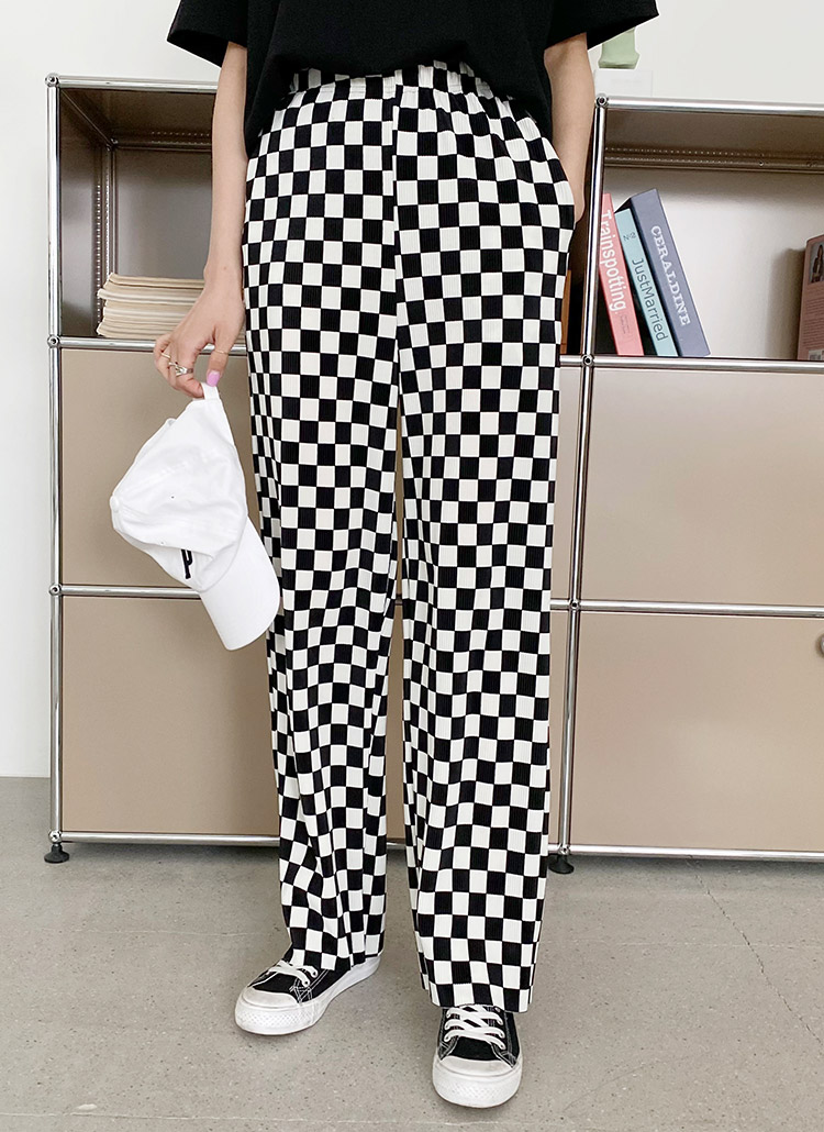 ブロックチェックプリーツパンツ | レディースファッション通販 - DHOLIC