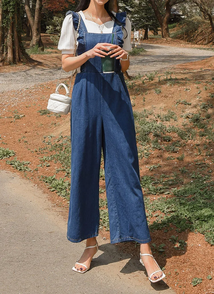 フリルデニムオールインワン | レディースファッション通販 - DHOLIC 