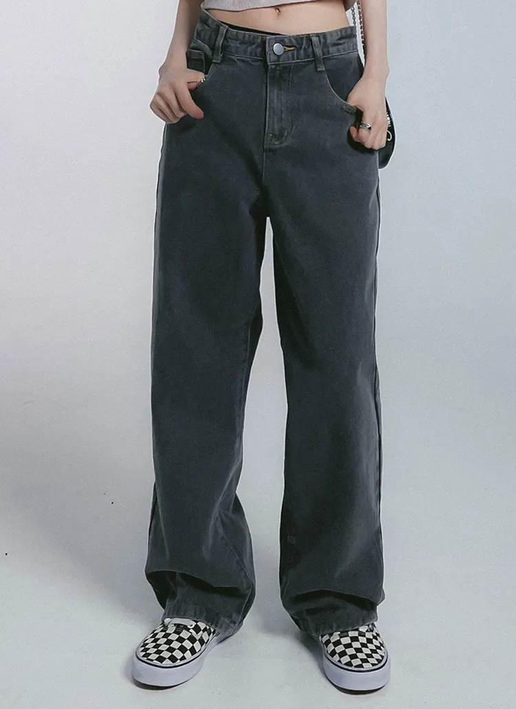 ダークグレーワイドデニムパンツ | レディースファッション通販 - DHOLIC 