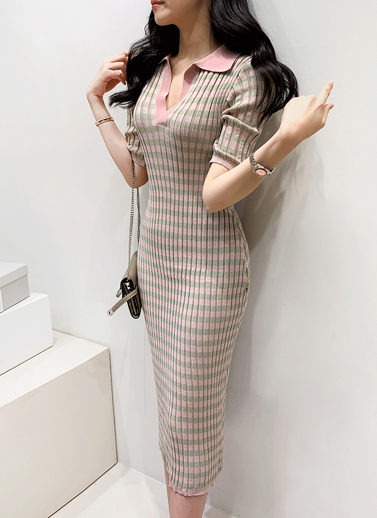スキッパーチェックニットワンピース レディースファッション通販 Dholic スキッパーチェックニットワンピース レディースファッション通販 Dholic