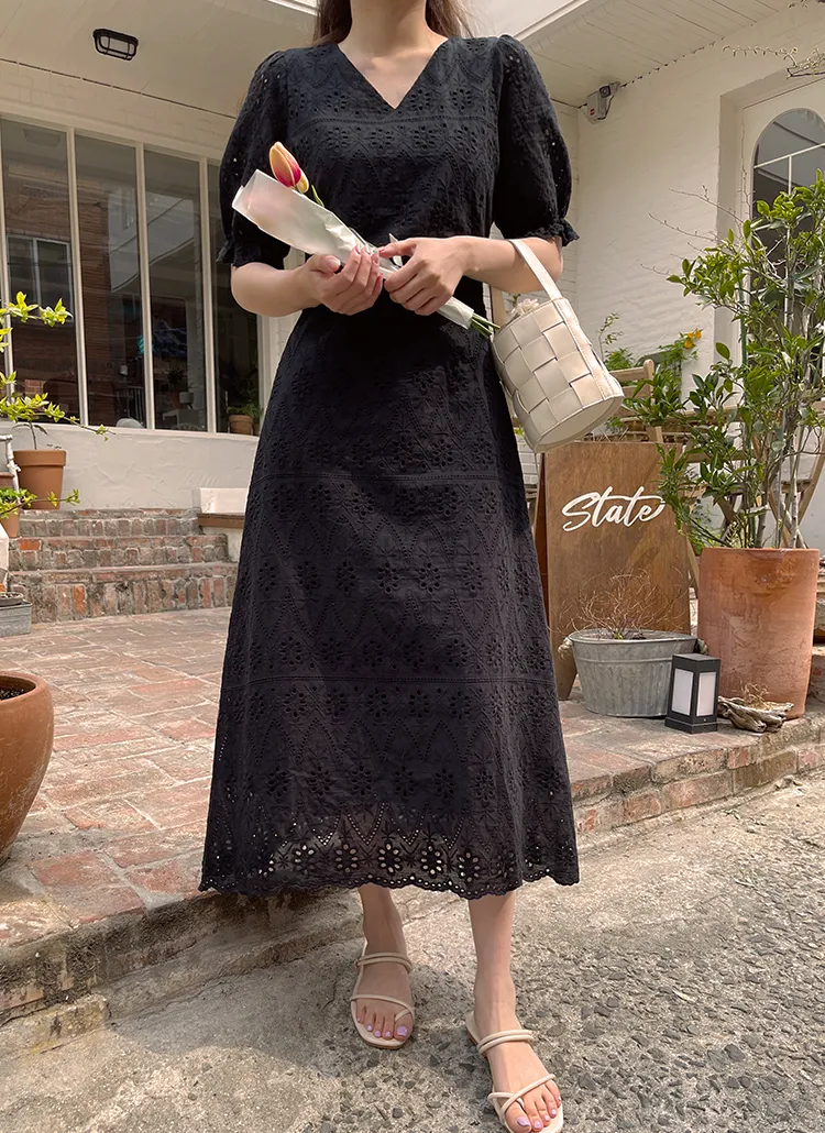 Vネックレースワンピース | レディースファッション通販 - DHOLIC 