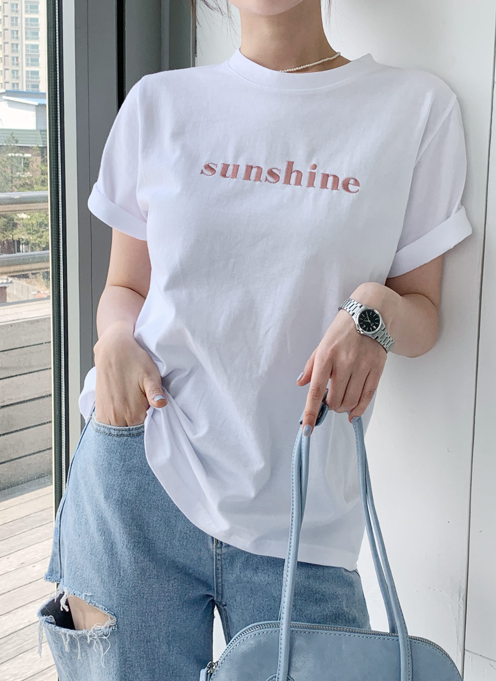 sunshine刺繍半袖Tシャツ・全4色 | DHOLIC | 詳細画像2