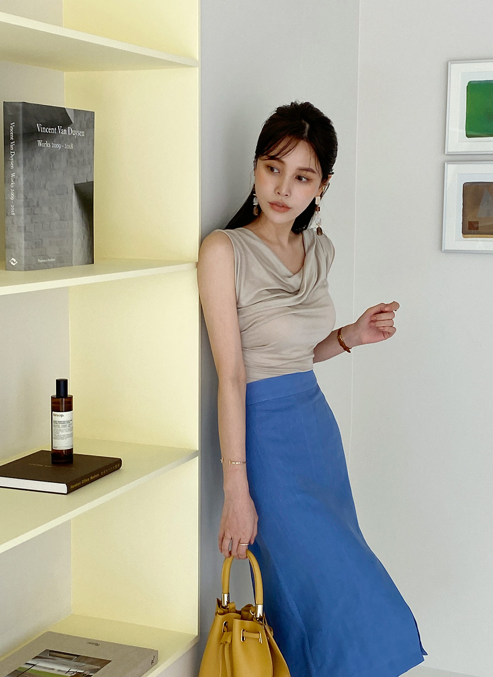 Deuxieme Classe OGLINEN タイトスカート リネン ネイビー OGLINEN タイトスカート（スカート）｜Deuxieme Classe