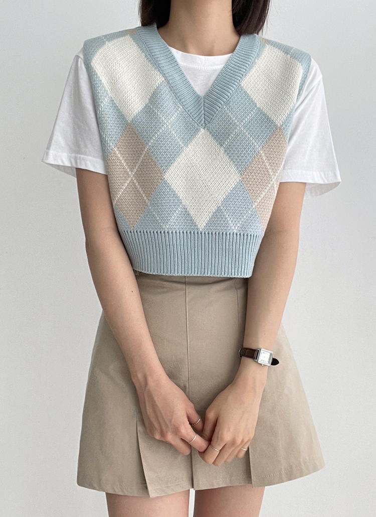 アーガイルチェックニットベスト P ニット カーディガン ニット レディースファッション通販 Dholic ディーホリック