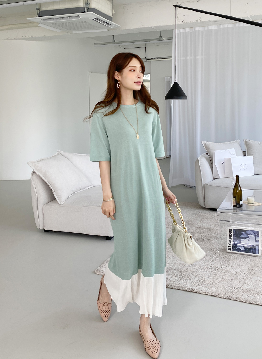 配色半袖ニットワンピース・全3色 | レディースファッション通販 - DHOLIC 