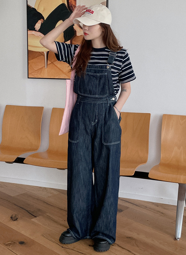 ステッチサイドポケットデニムサロペットパンツ・p374734 | ジーンズ オールインワン | レディースファッション通販 - DHOLIC (  ディーホリック )
