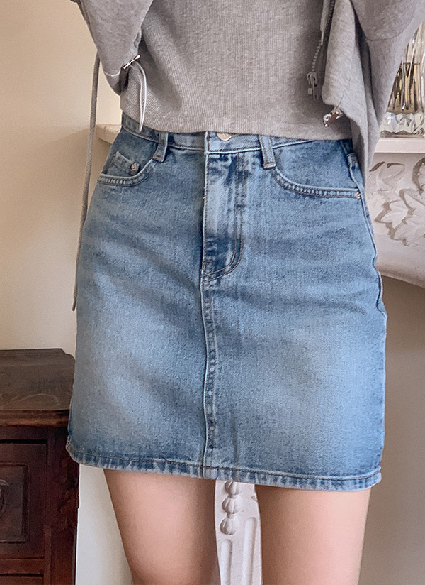 BOXプリーツDENIM miniスカート