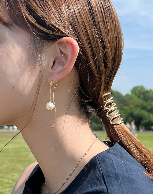 ゴールドフェイクパールピアス レディースファッション通販 Dholic