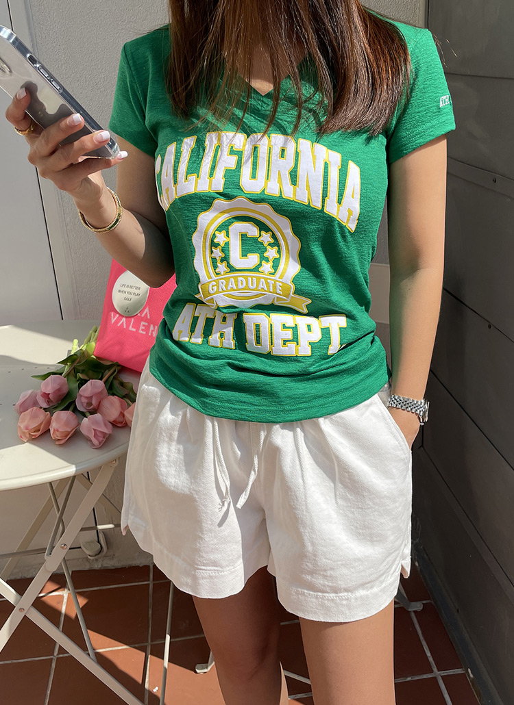 Vネックdeptロゴtシャツ レディースファッション通販 Dholic