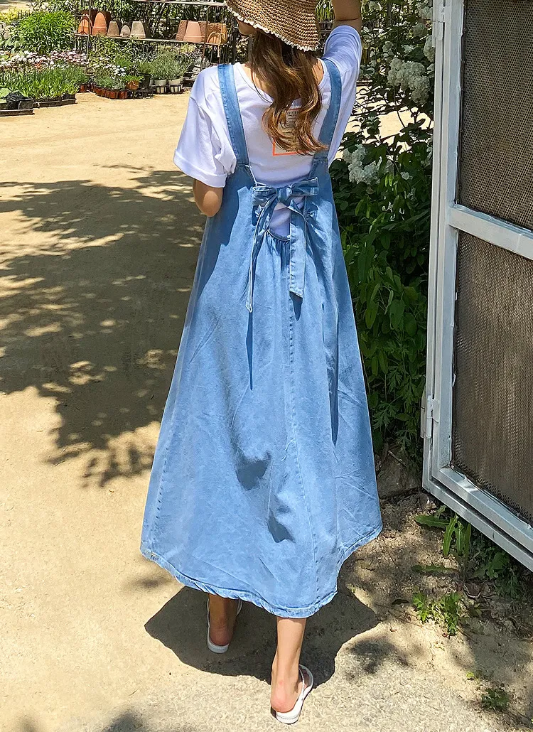 バックリボンデニムワンピース | レディースファッション通販 - DHOLIC 