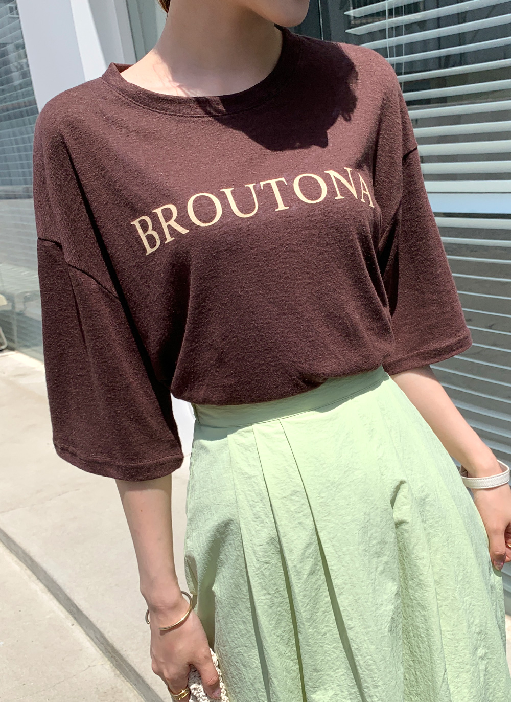 リネン混BROUTONAロゴTシャツ・全4色 | DHOLIC PLUS | 詳細画像5