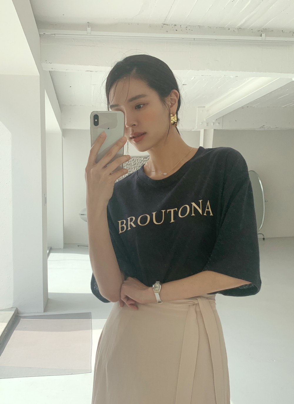 リネン混BROUTONAロゴTシャツ・全4色 | DHOLIC PLUS | 詳細画像19