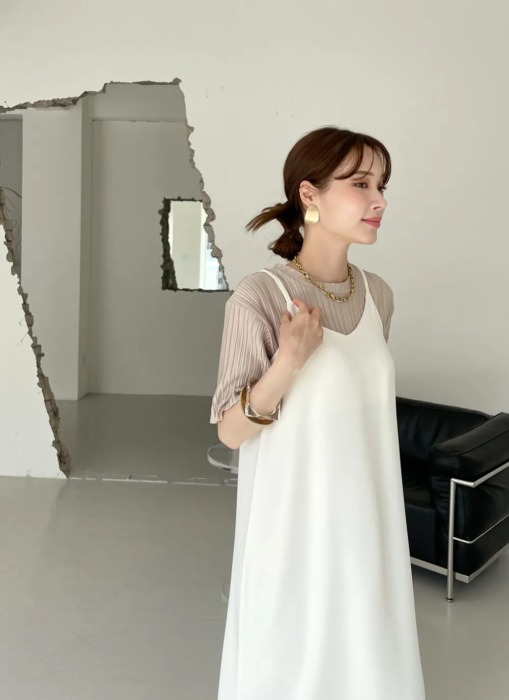 Vネックスリットキャミワンピース・全5色 | レディースファッション  