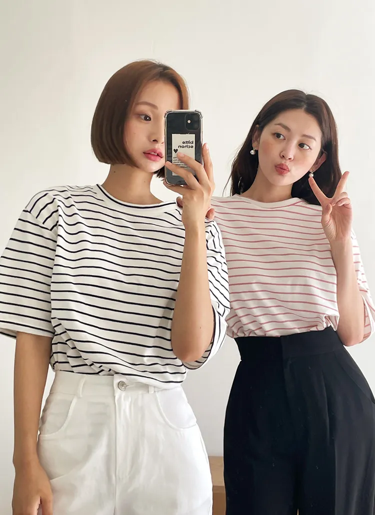 ボーダー半袖Tシャツ・全5色 | DHOLIC | 詳細画像1