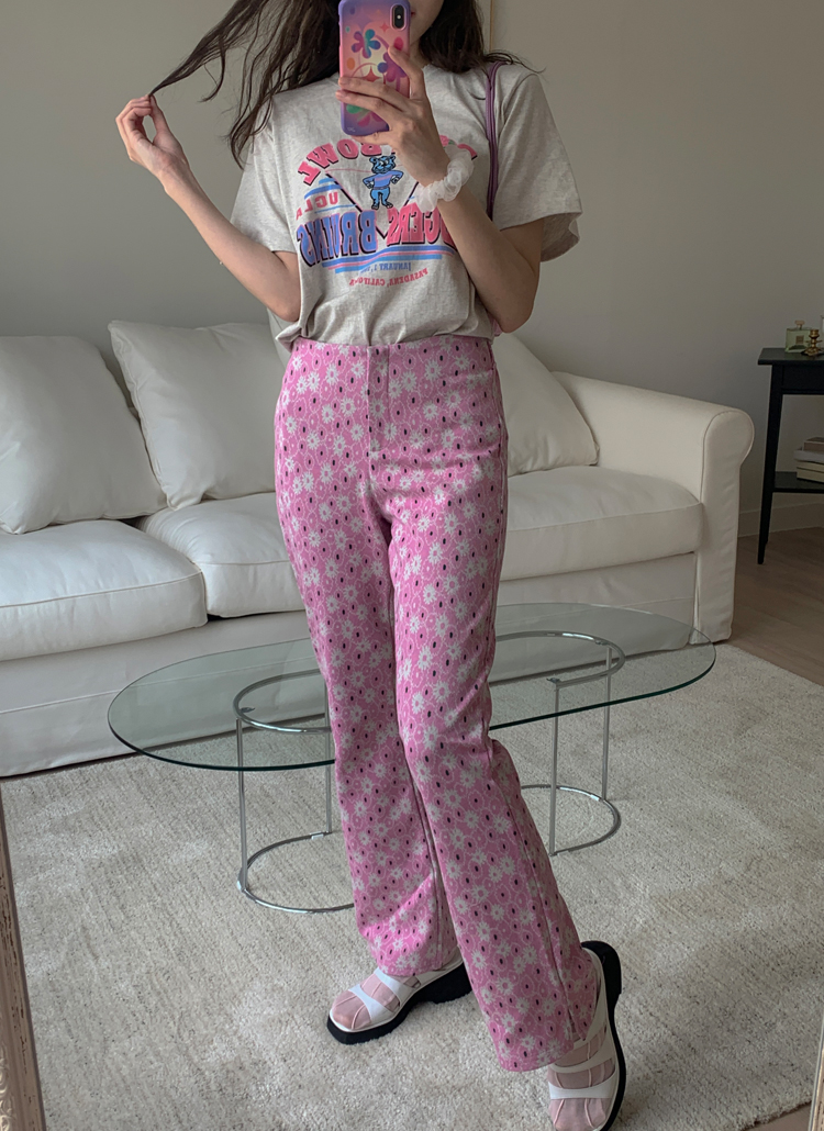 花柄フレアパンツ