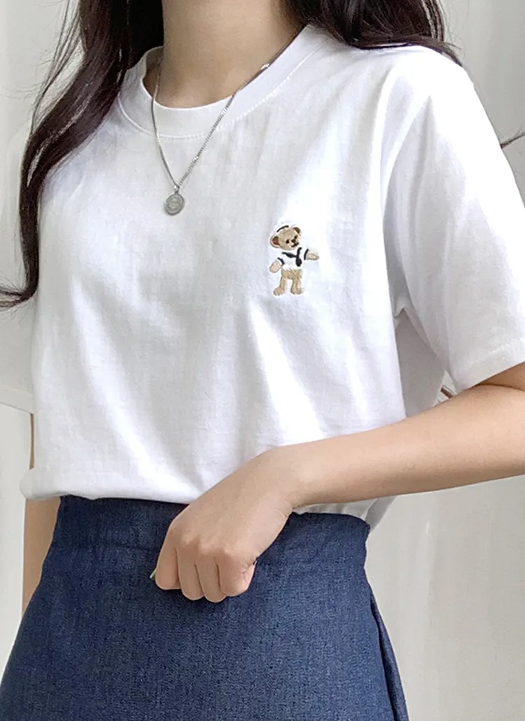 クマ刺繍ポイントTシャツ | bullang girls | 詳細画像1