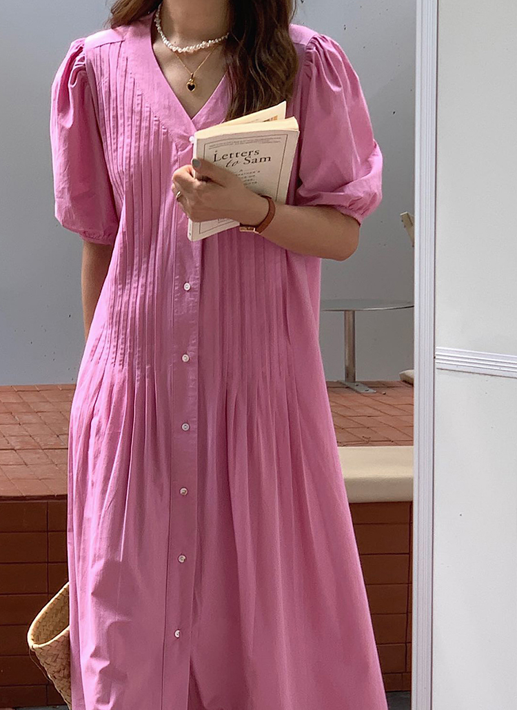 フロントボタンピンタックワンピース レディースファッション通販 Dholic
