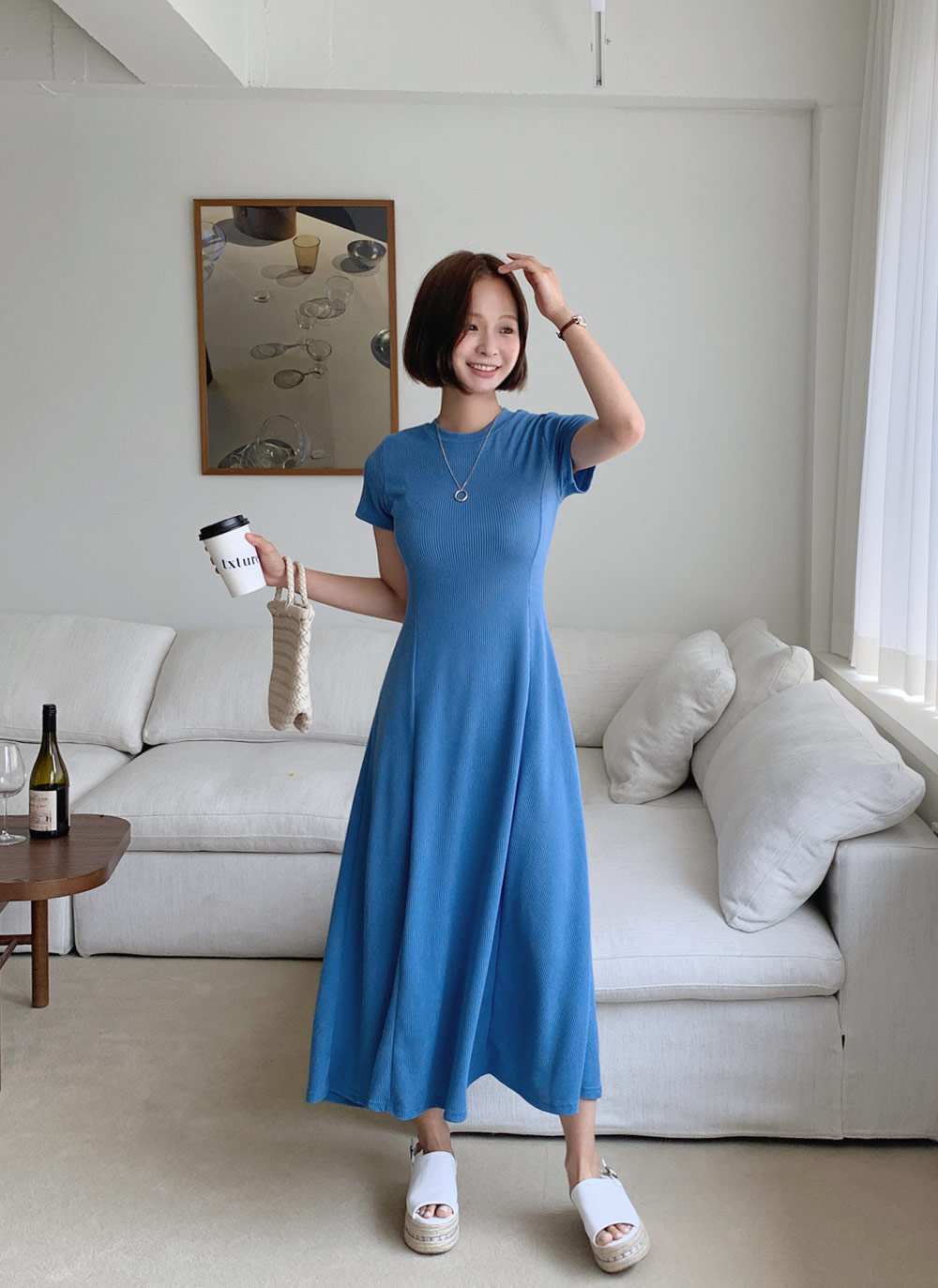 LE'RURE 半袖ワンピース MEDIUM ブルー 286828.png?v=1746682897