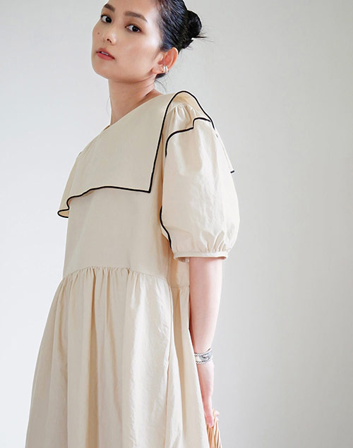 Big  Collar Puff Sleeve Dress（ワンピース/ロング）| shiho_takechi | 東京ガールズマーケット