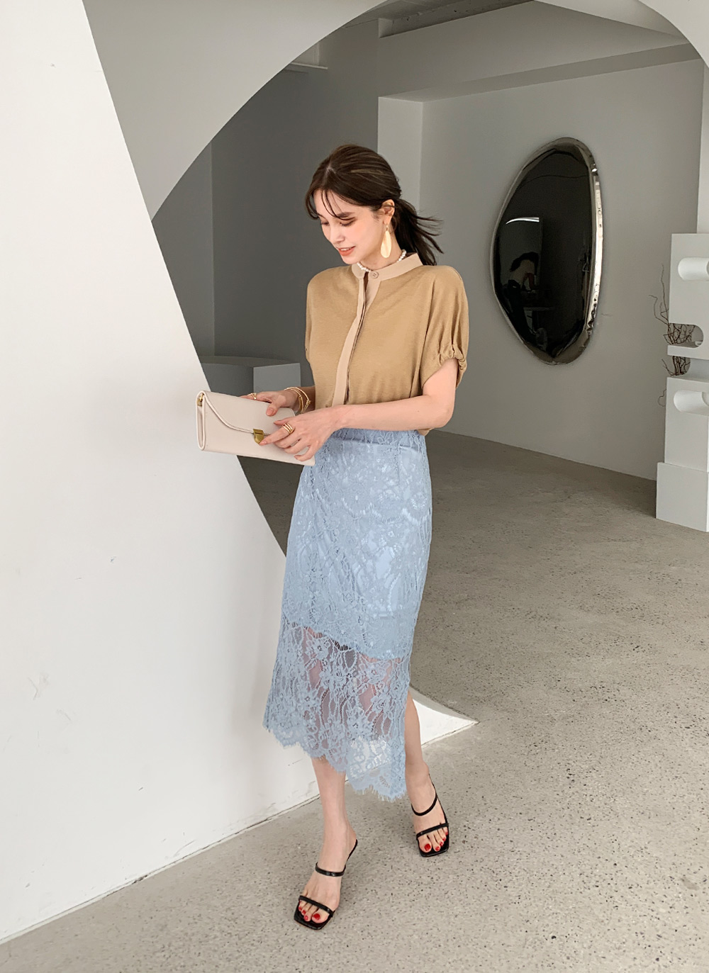 新品♡今期・カラーレースタイトスカート