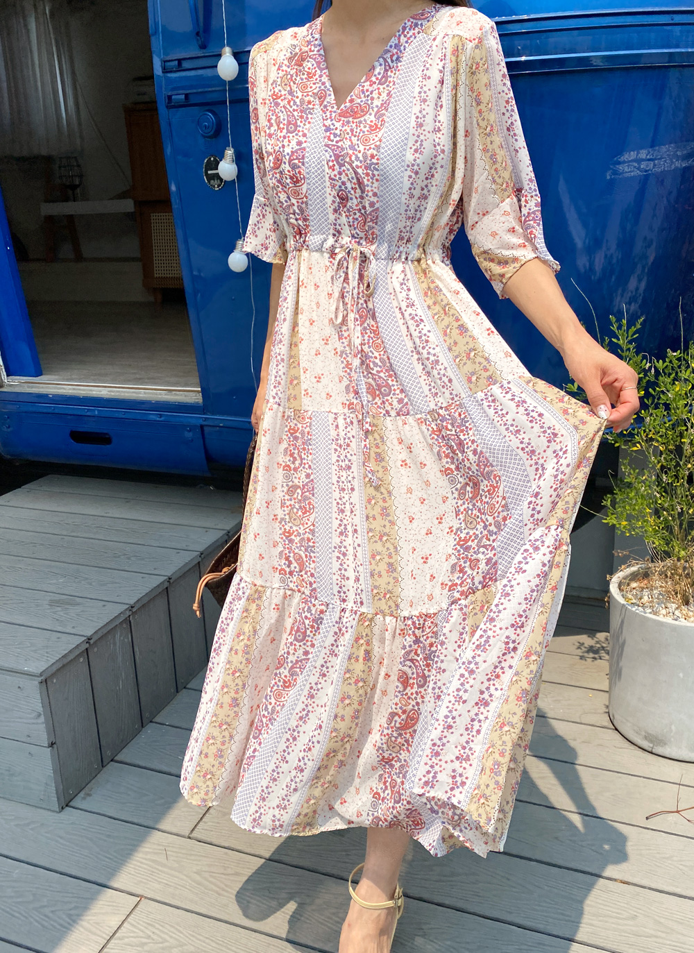 CHICLINE ペレス ペイズリー ラップ シフォン ワンピース( 2 色) ☆ChicLine☆ ペレズペイズリーラップシフォンドレス